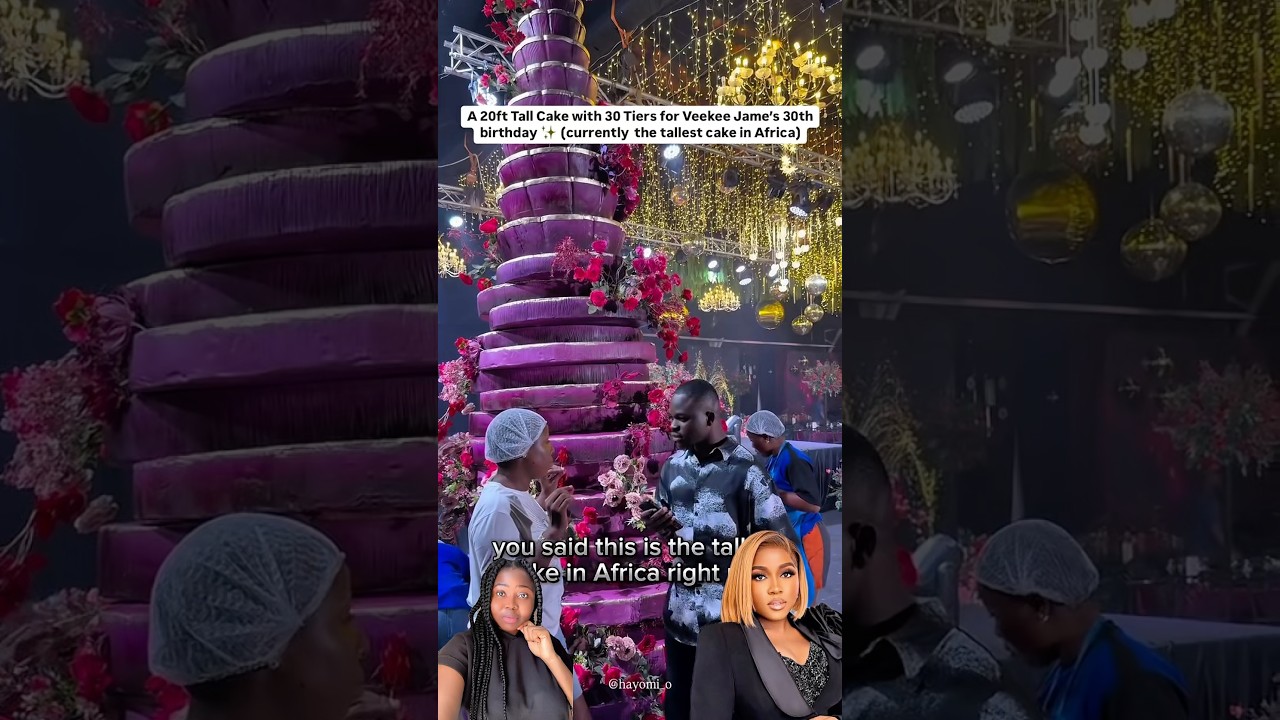 Veekee James Unveils Tallest Cake in Africa for Her 30th Birthday #shorts #birthday #foryou #cake