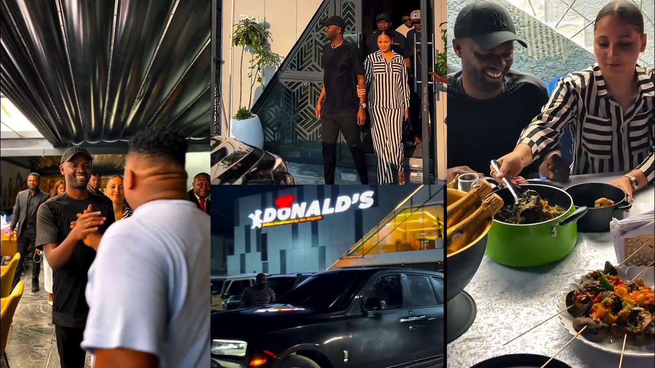 Jowizaza and Wife visits Cubana Chief Priest new restaurant in Lagos