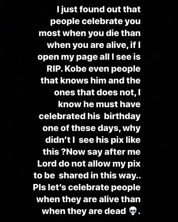 Toke Makinwa slams trolls criticising celebrities whom mourn the Death of Kobe Bryant (Screenshot) 2 officialthelma 20200127 0001