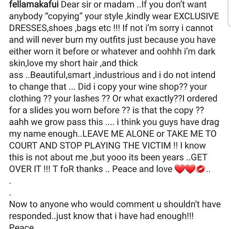 Fella Makafui Blast Sister Derby Over Dress Drama 