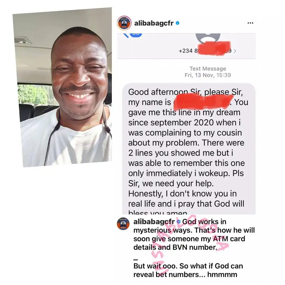 Comedian Alibaba expresses shock at how a cooperate beggar got his number