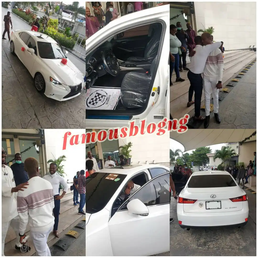 Korede Bello surprises his manager of 10-years with a brand new car (Photos)