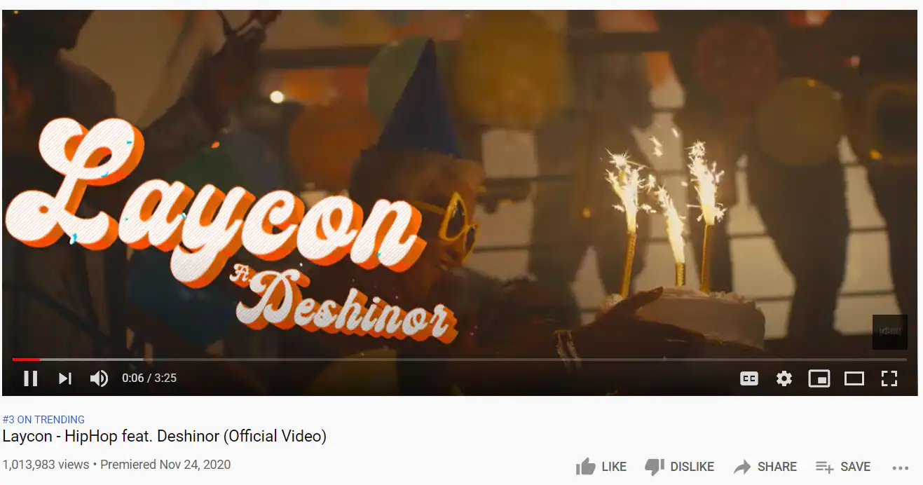 laycon hip hop video reaches one million videos