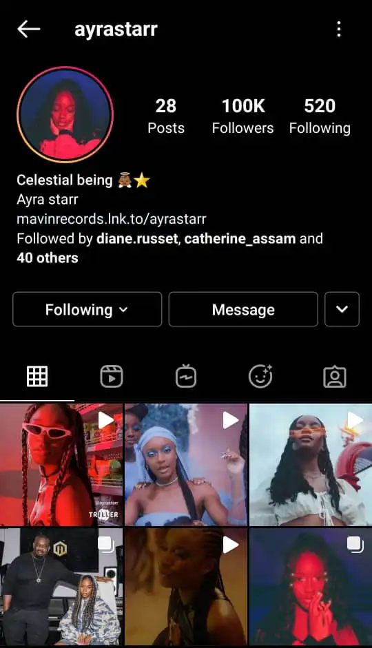 Mavin Records New signee, Ayra Starr reaches 100,000 Instagram Followers 