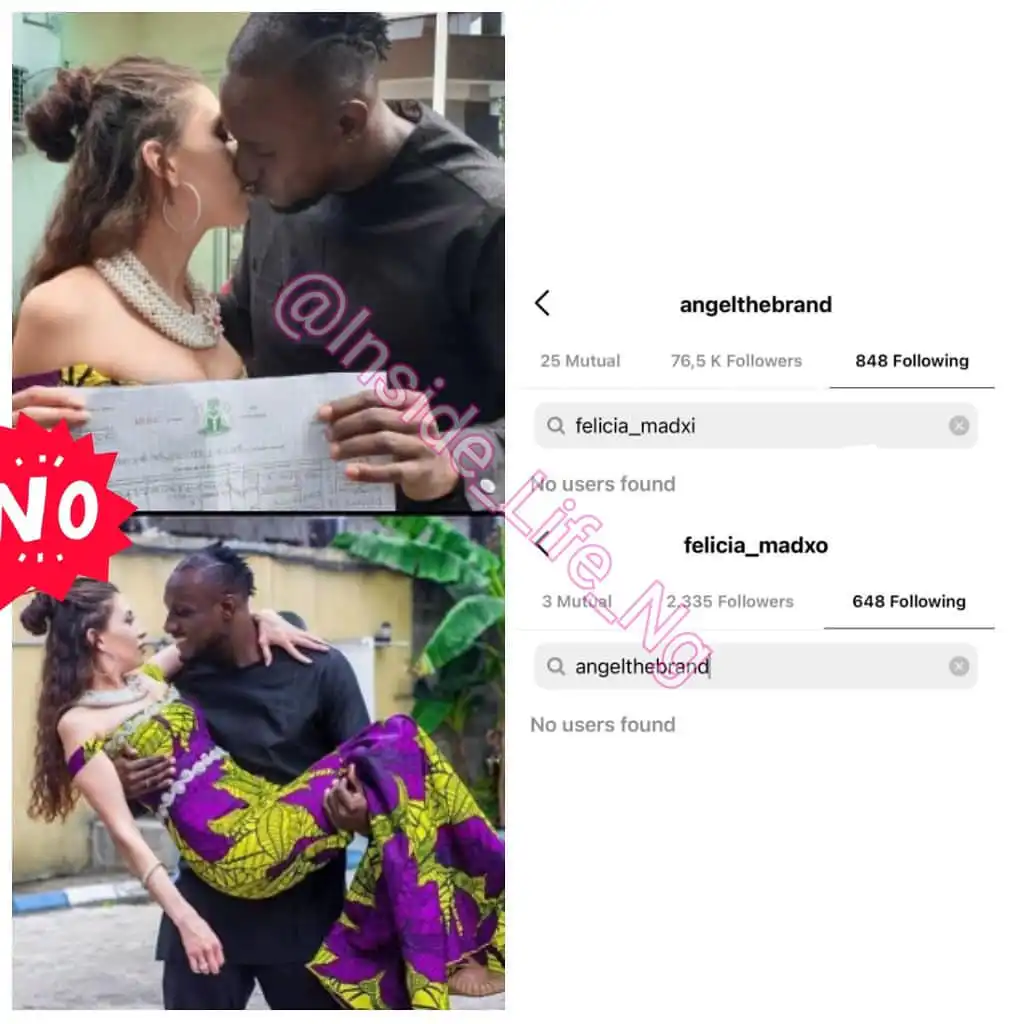 BBNaija Angel Awotarigha’s marriage with his Canadian wife, Felicia, allegedly hit the rocks