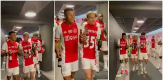 Ajax players vibe to Burna Boy's 'On The Low' as they clinch 35th Eredivisie title (Video)