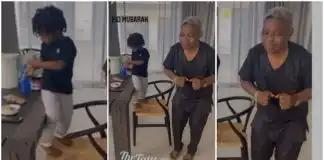 Wizkid’s son, Zion, and his manager, Sunday Are, show off their dance skills (Video)