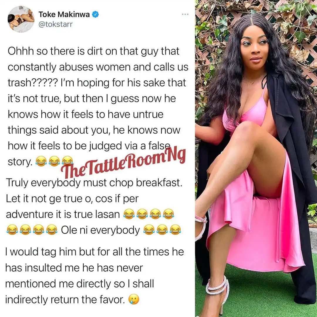 Toke Makinwa shades Reno Omokri over rumour of his baby with UK based lover