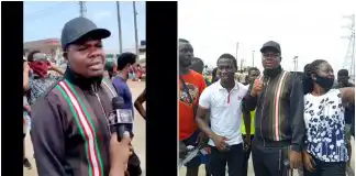 Comedian, Mr Macaroni speaks as he joins protesters in Lagos