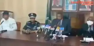 Watch moment AGF, Abubakar Malami announced Nnamdi Kanu's arrest (video)