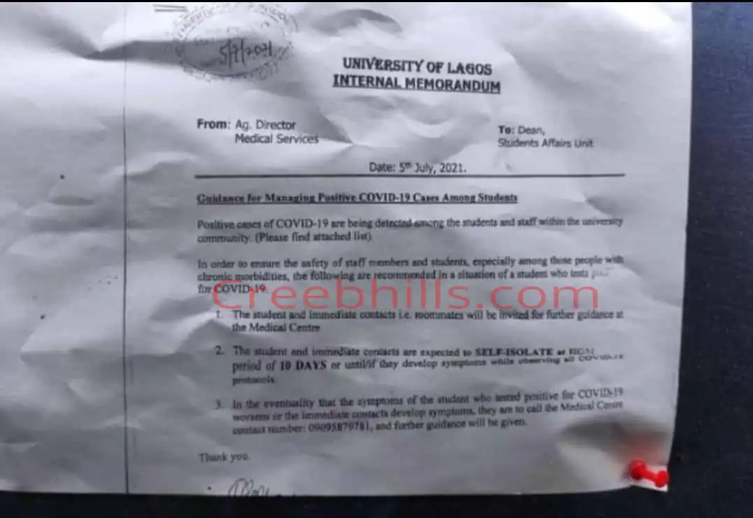 UNILAG confirms Positive cases of COVID-19 among Students and Staff