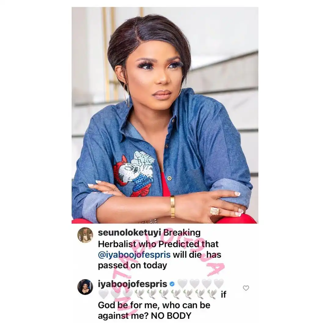 Herbalist who predicted Iyabo Ojo's death reportedly passes on, actress reacts 2 instablog9ja 20210717 0001