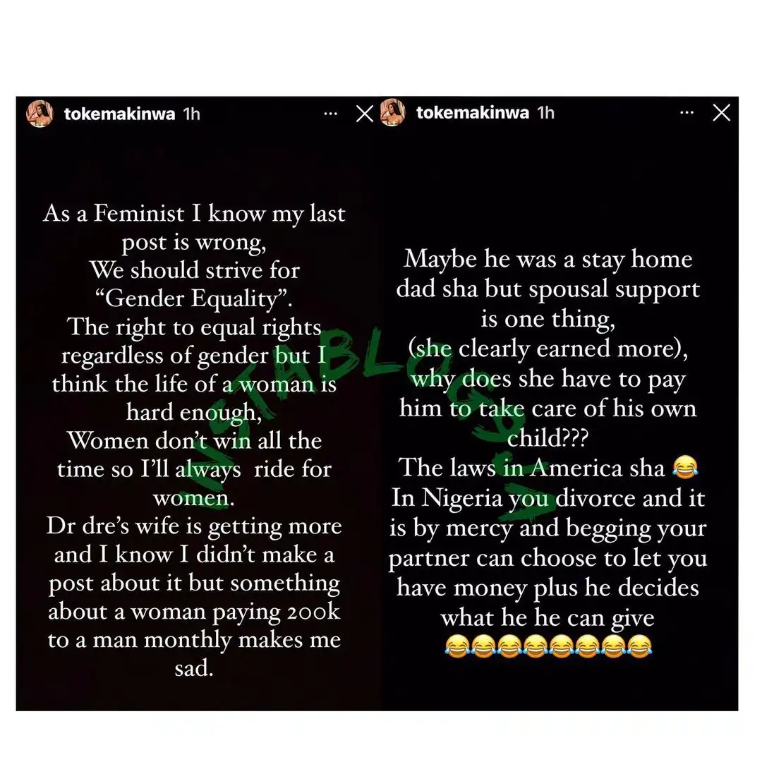 "God Forbid" - Toke Makinwa reacts to Kelly Clarkson's payment of N100M to ex-husband