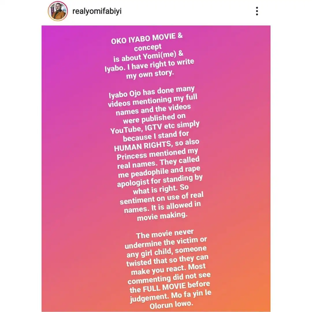 Nobody can ban my movie "Oko Iyabo' - Actor, Yomi Fabiyi brags