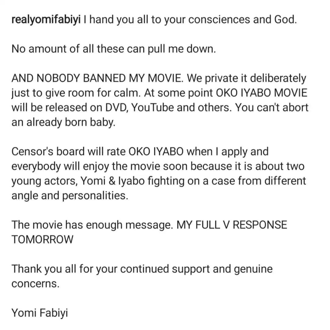 Nobody can ban my movie "Oko Iyabo' - Actor, Yomi Fabiyi brags