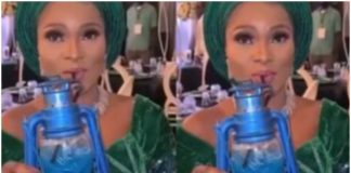 Nigerian lady gets fans talking as she drinks cocktail from  a “Lantern” (Video)