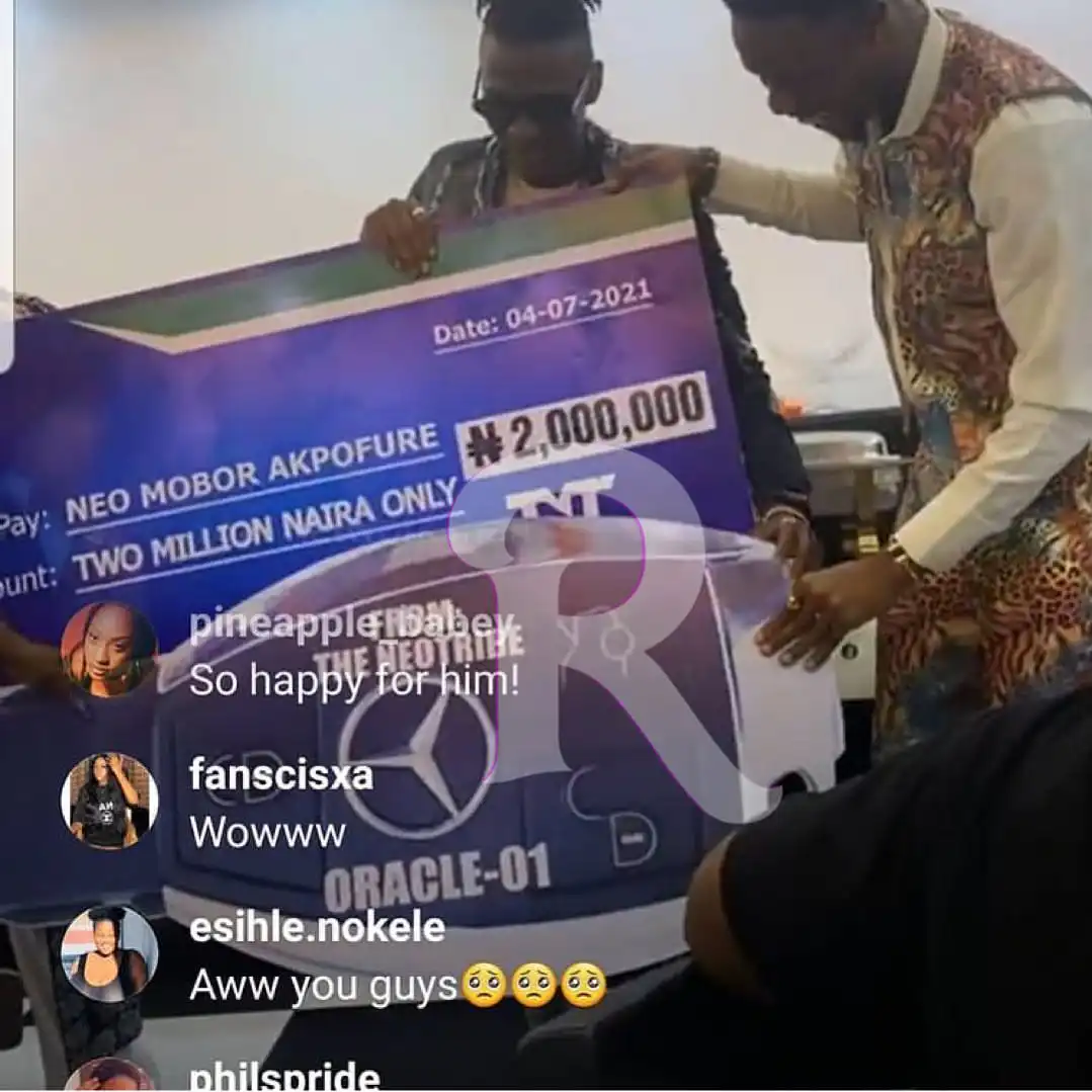BBNaija: Fans gift Neo N2million and a brand new car on his birthday (Photo)