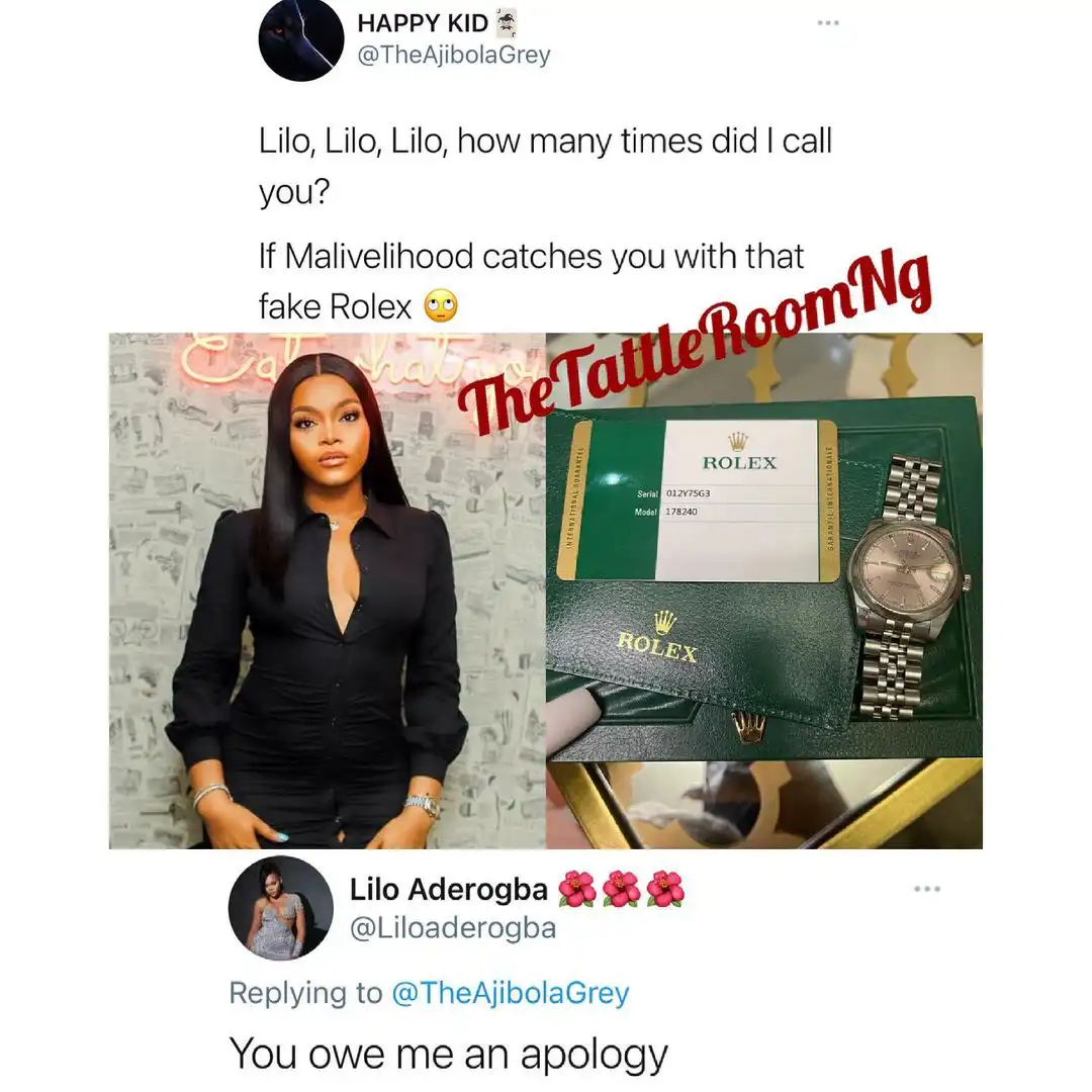 BBNaija's Lilo shows off her original Rolex watch after a Twitter user called it fake (Photo)