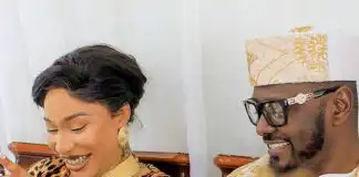Actress Tonto Dikeh reacts as her boyfriend, Kpokpogri shows her off on social media