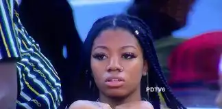 #BBNaija: Angel and Boma caught on Camera smooching under the duvet (Video)