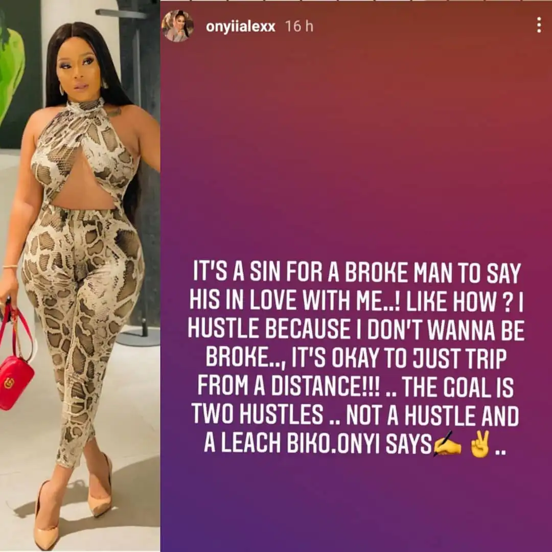 "It's a sin for a broke man to say he's in love with me" - Actress Onyi Alex voices out