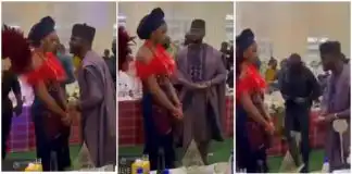 Watch a bride reaction as her husband tries to impress her with money (Video)