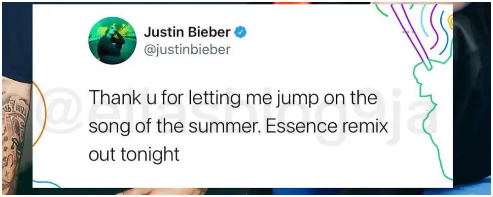 Justin Bieber features in WizKid's hit single 'Essence', labels it song of the summer