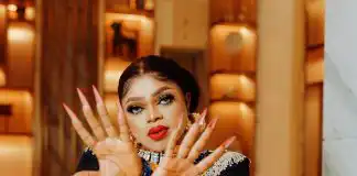 Actress, Eniola Badmus makes it rain cash on Bobrisky at his 30th birthday party (Video)