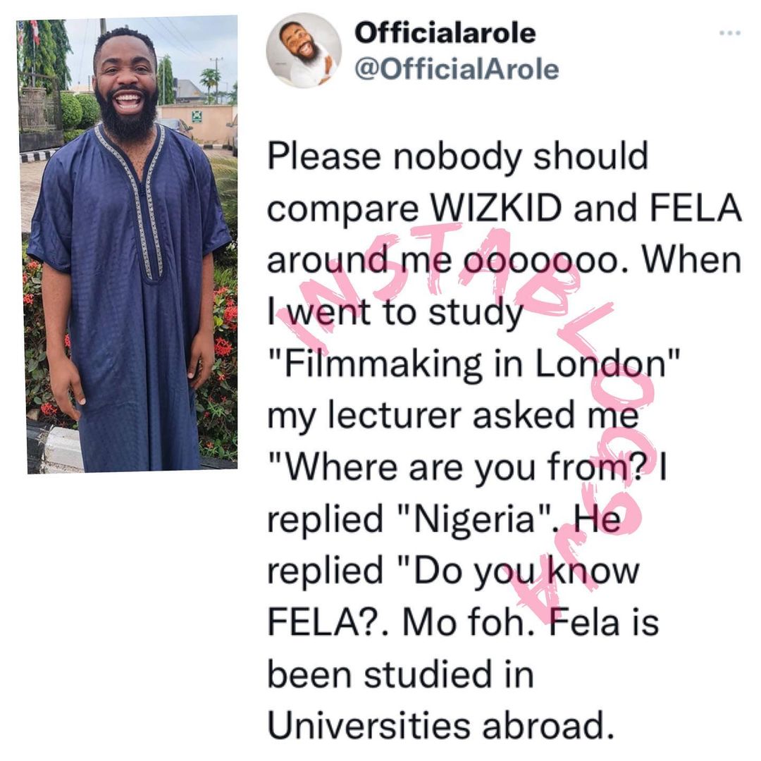 “Nobody should compare Wizkid to Fela" - Comedian Woli Arole warn fans 3 instablog9ja 20210914 0001