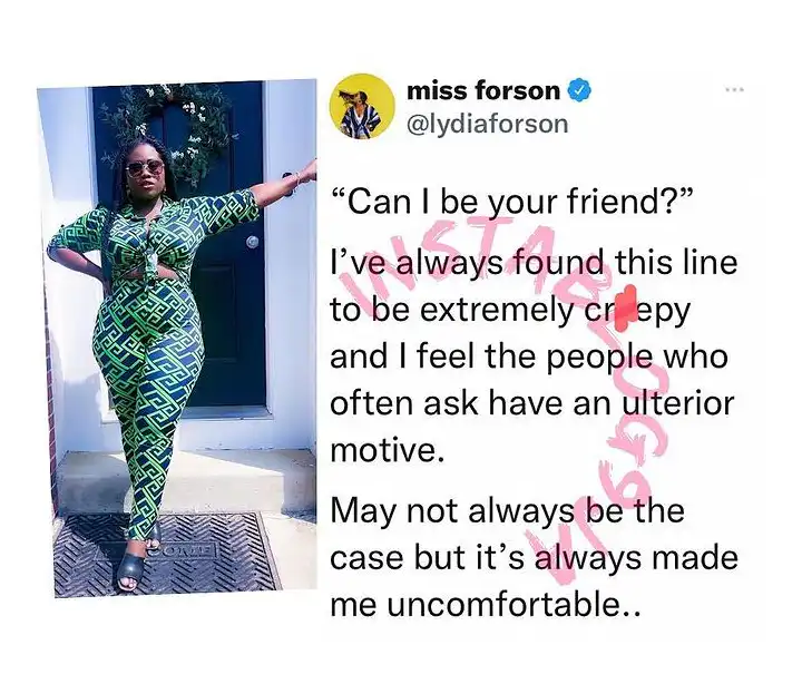 People who use phrase ‘Can I be your friend?’ makes me uncomfortable — Actress Lydia Forson