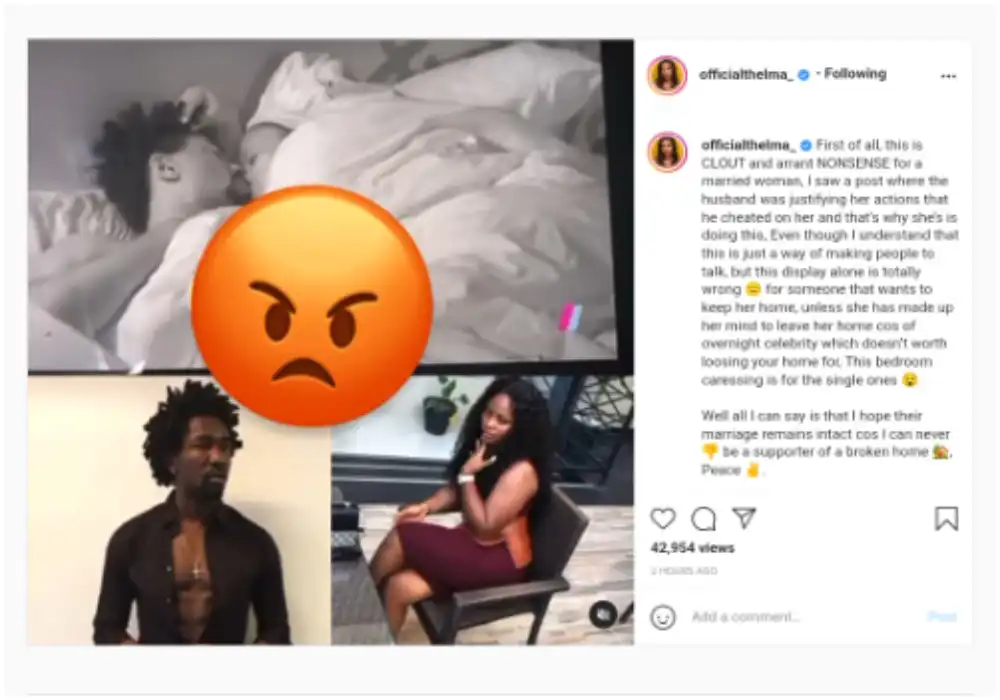 #BBNaija: Arrant n*nsense for a married woman - Thelma slam Tega over her romance with Boma