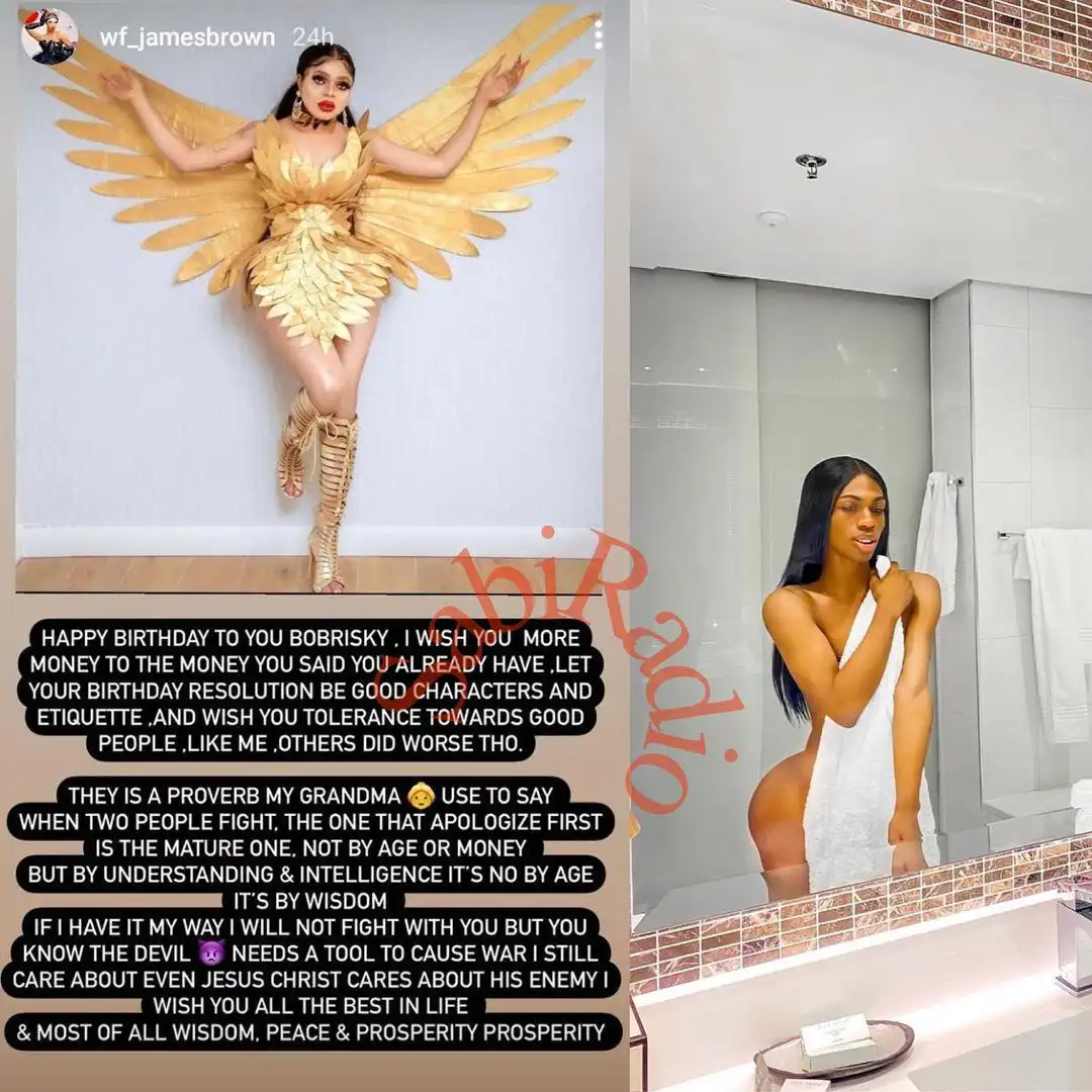 “Let your birthday resolution be good characters and etiquette"- James Brown advise Bobrisky