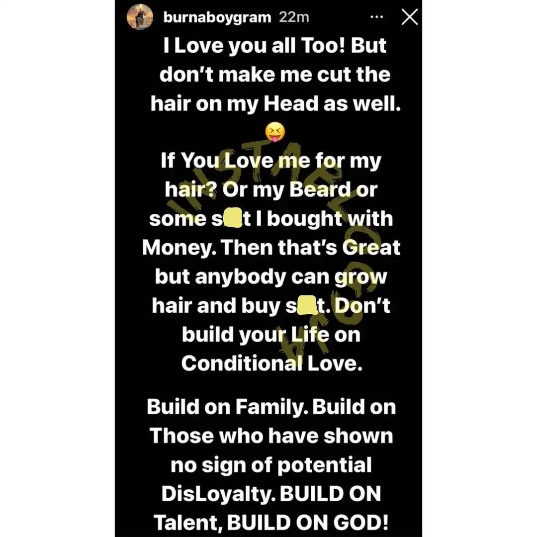 “Don’t make me cut the hair on my head” — Burna Boy warn fans trolling his new look