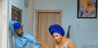 Couple goals as Nigerian actress, Anita Joseph's husband is spotted massaging her feet at an event in Lagos (video)