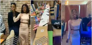 Nigerian Lady buys Her Boyfriend 30 gifts to make up for the birthdays she missed since he was 1 (video)