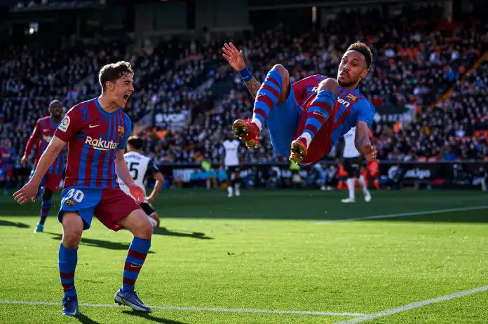 Aubameyang's Brace fires Barcelona into Top four Aubameyang's Brace fires Barcelona into Top four
