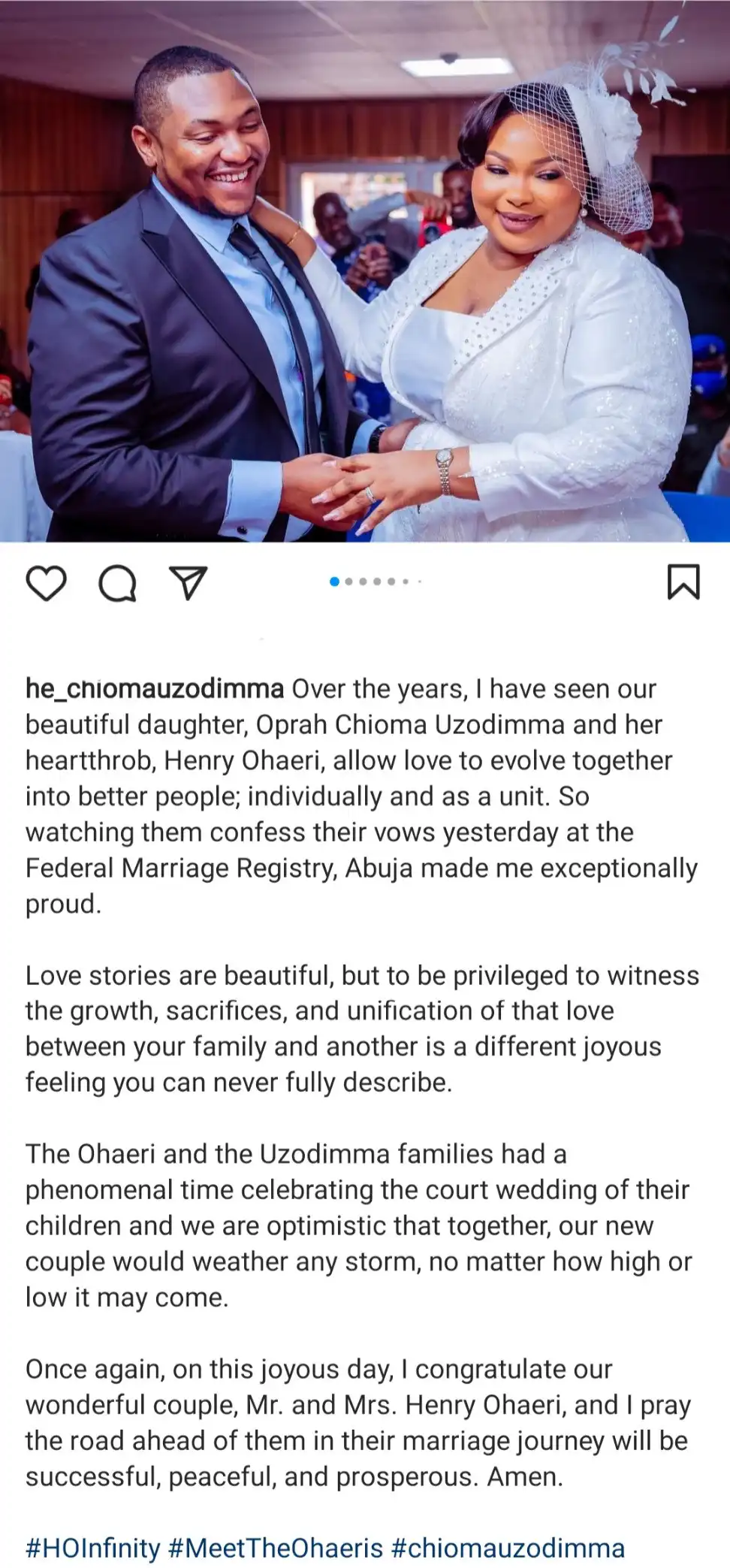 See Adorable Photos from Imo Governor Hope Uzodimma's daughter's wedding