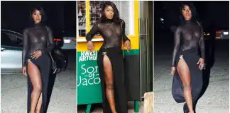 Efia Odo goes braless in see-through sheer black dress at Kwesi Arthur's album launch
