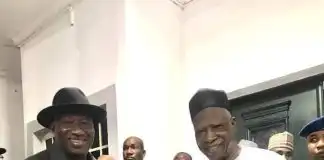 Goodluck Jonathan meets with APC National Chairman, Adamu Abdullahi, hours after Almajiri group purchased APC presidential form for him (photos)