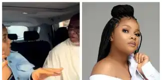 Fathers day: Actress Bimbo Ademoye plays pregnancy prank on her dad, his reaction is hilarious (video)