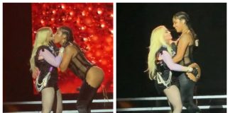 Watch moment Madonna shares passionate kiss with rapper Tokischa on stage during risqué performance in NYC (video)