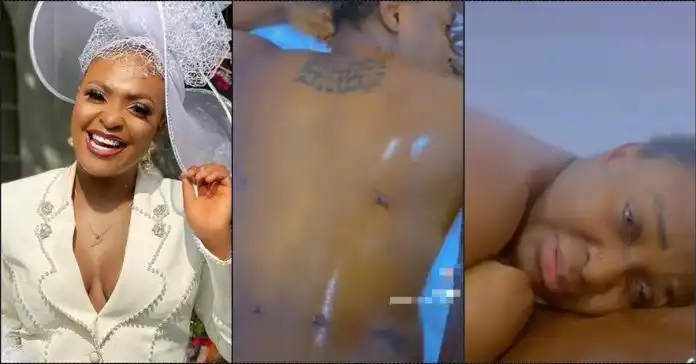 Blessing Okoro cries in pain as she shows off