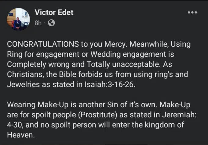 Evangelist Victor Edet Drags Mercy Chinwo Over Her Engagement