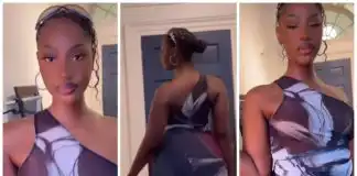 Tems raise fans temperature, finally shows off the full view of her backside (Video)