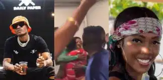 Wizkid and Tiwa Savage spotted hugging it out at a party in Germany (Video)