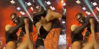 Embarrassing moment a dancer fell while trying to jump on Adekunle Gold’s body (Video)