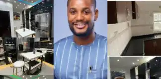 Reactions as Alex Ekubo’s shows off interior of his multi-million naira house that has AC in the kitchen
