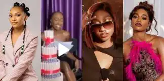 Reactions as Beauty gifts Doyin a money cake & a sweet note (Video)