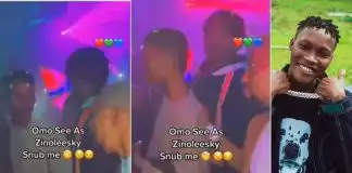 Young man cries out after Zinoleesky totally snubbed him at a club (Video)