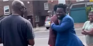 Nigerian family rush out of their apartment upon sighting Sabinus in London